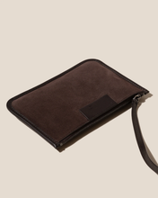 Load image into Gallery viewer, Dark Brown Calf Suede Geometric Open Top Tote Bag