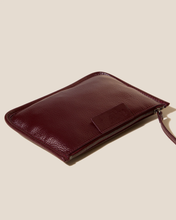 Load image into Gallery viewer, Burgundy V Cut Leather Open Top Tote Bag