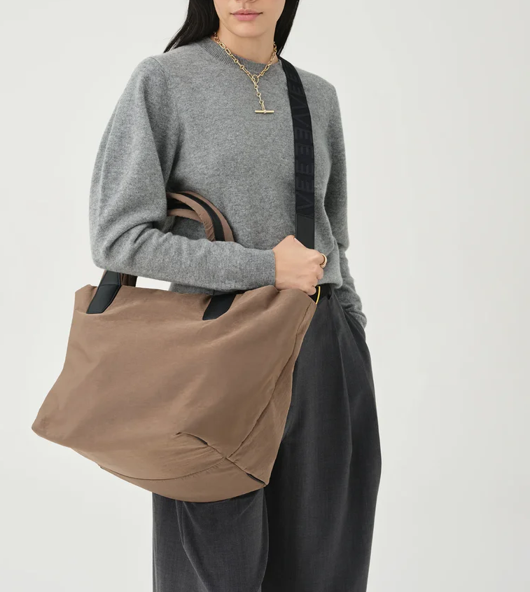 Nylon Multi-Pocket Shopper Tote Bag