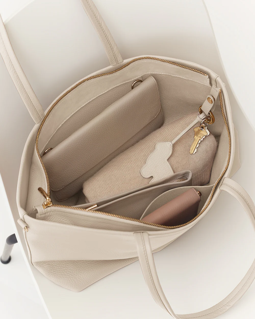 Minimal Leather Shopper Tote Bag
