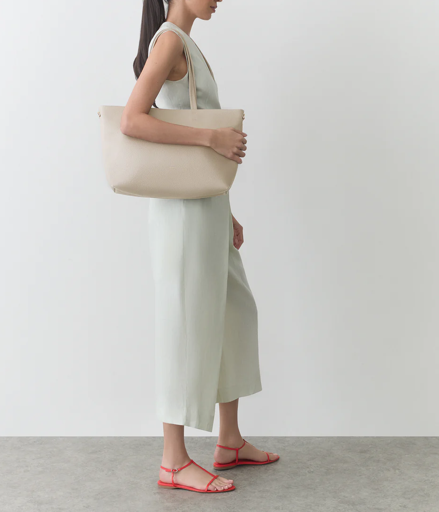 Minimal Leather Shopper Tote Bag