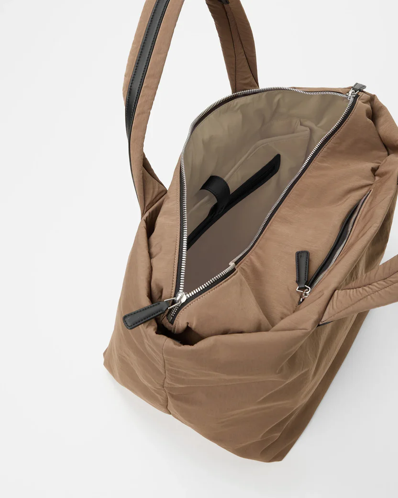 Nylon Multi-Pocket Shopper Tote Bag