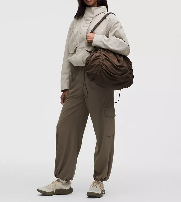 Ruched Nylon Large Capacity Shopper Tote Bag