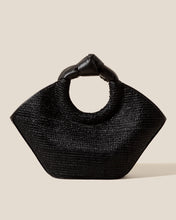 Load image into Gallery viewer, Black Woven Knotted Handle Tote Bag