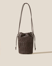 Load image into Gallery viewer, Woven Leather Drawstring Mini Crossbody Bag