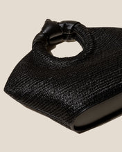 Load image into Gallery viewer, Black Woven Knotted Handle Tote Bag
