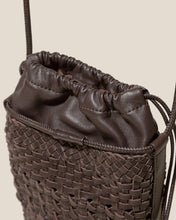 Load image into Gallery viewer, Woven Leather Drawstring Mini Crossbody Bag