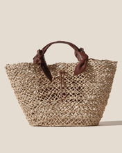 Load image into Gallery viewer, Woven Straw Leather Handle Basket Bag