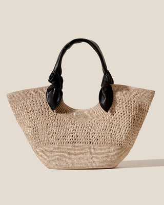 Crochet Straw Knotted Handle Basket Bag
