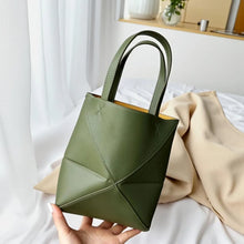 Load image into Gallery viewer, Geometric Fold Genuine Cowhide Large Capacity Vintage Tote Shoulder Bag