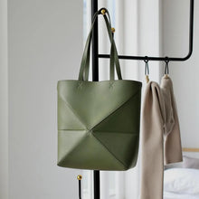 Load image into Gallery viewer, Geometric Fold Genuine Cowhide Large Capacity Vintage Tote Shoulder Bag