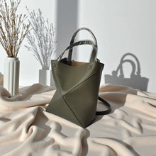 Load image into Gallery viewer, Geometric Fold Genuine Cowhide Large Capacity Vintage Tote Shoulder Bag