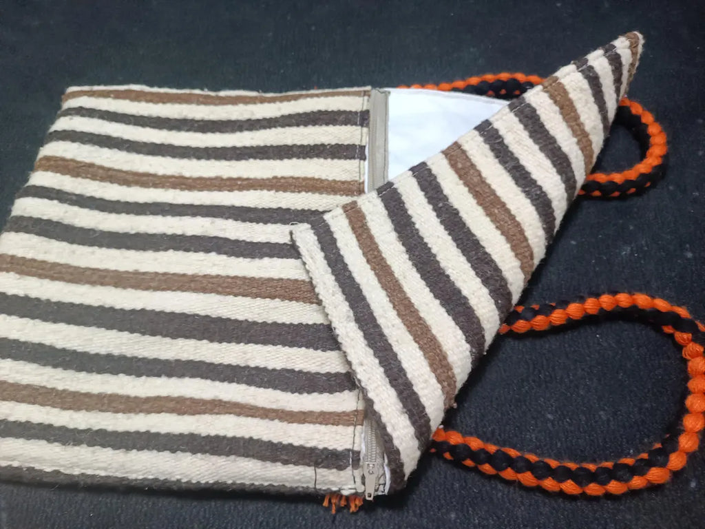 Handwoven Moroccan Wool Kilim Striped Boho Shoulder Crossbody Bag