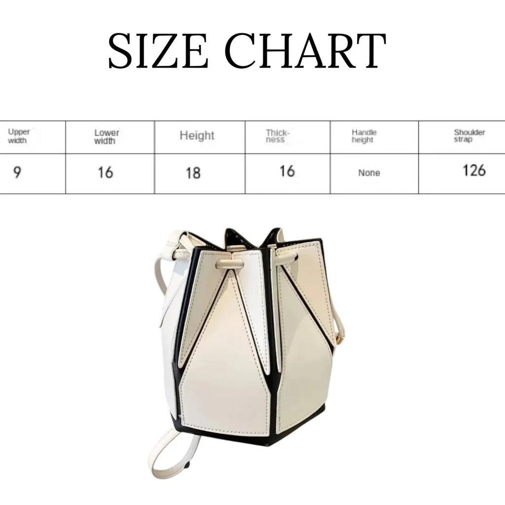 Geometric Patchwork Drawstring Bucket Bag Leather Crossbody Purse