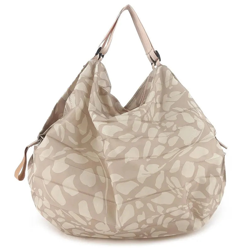 Floral Print Lightweight Nylon Foldable Large Capacity Shoulder Tote Bag
